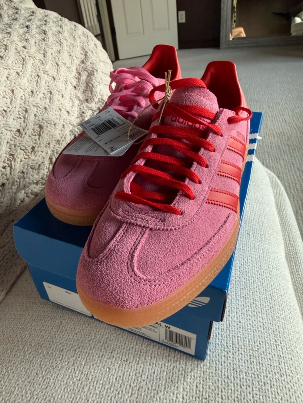 Adidas Handball Spezial W Pink Suede Sneakers with Red Accents - Picture 8 of 8